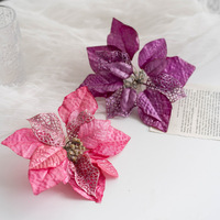 5 sztuk brokat sztuczne świąteczne kwiaty bożonarodzeniowe ozdoby choinkowe ozdoby choinkowe dla domu sztuczny kwiat prezenty na nowy rok Navidad 3